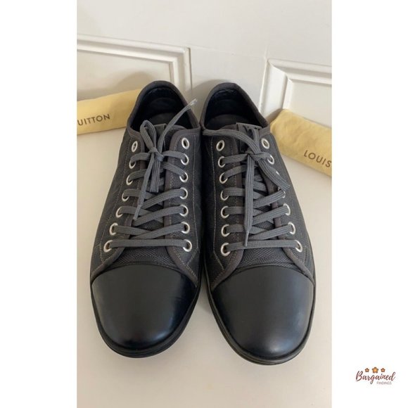 Authentic Louis Vuitton Gray/Black Damier Graphite Nylon Men's Sneakers Size 9.5 - Picture 12 of 14